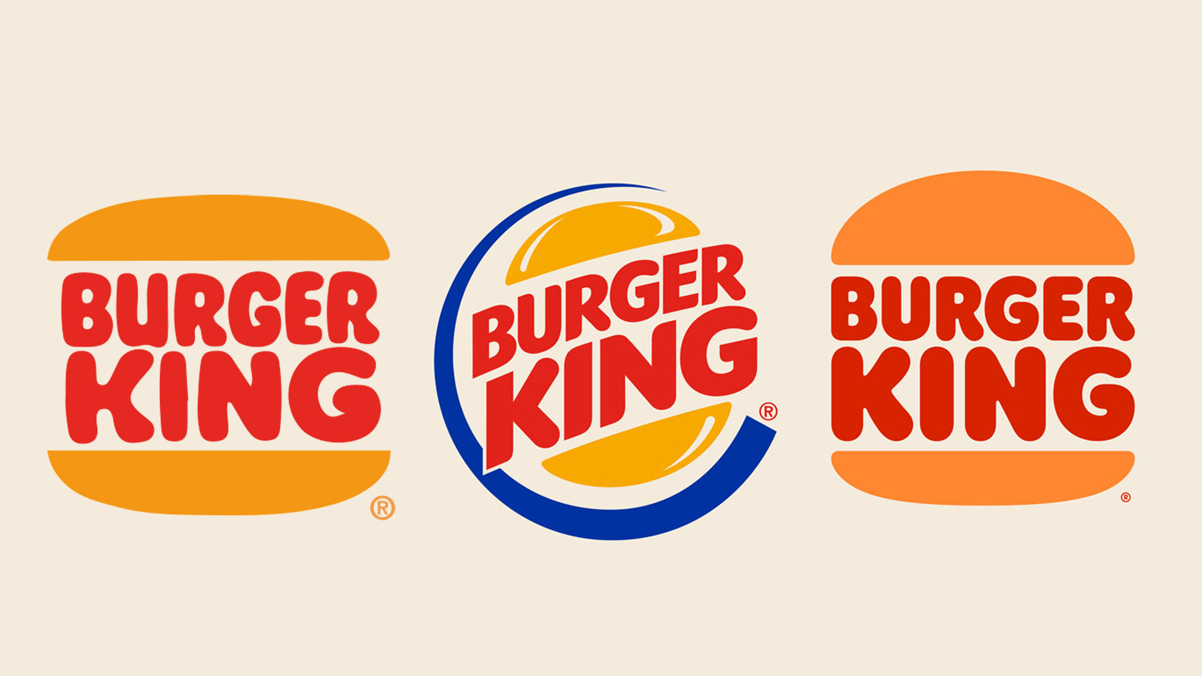 Zu sehen ist die Entwicklung des Burger King Logos von 1970 bis zur heuteigen Version